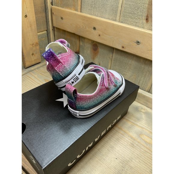 Converse Infant CTAS OX 2V AC Glitter Sneaker Size 4 Style A00391C New - Picture 4 of 8